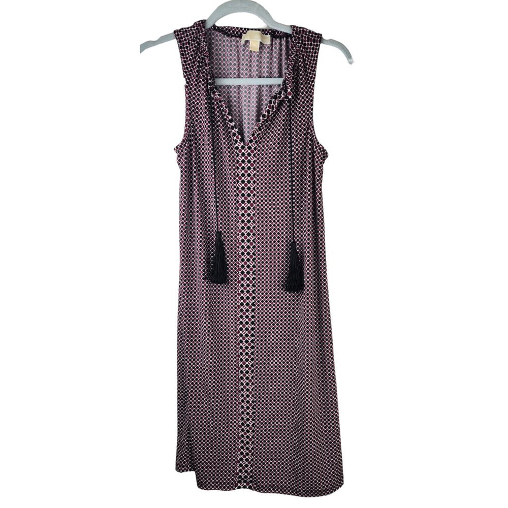 Michael Kors Garnet and Black Tassel Sleeveless Dress Sz XS NWT